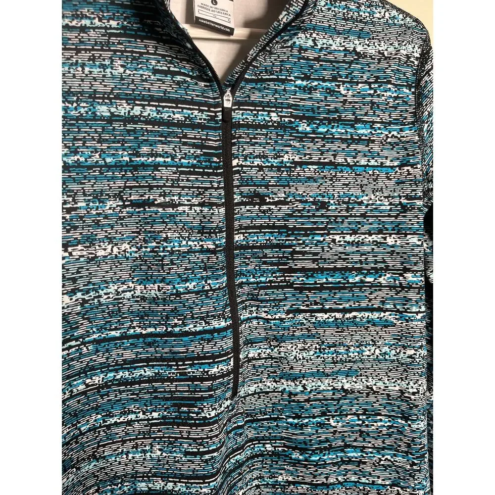 Nike Pro Teal Printed Half Zip Pullover Large
